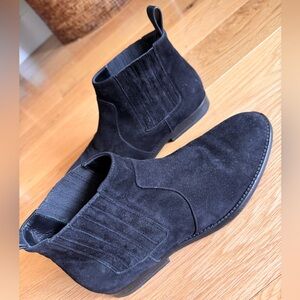 black suede ankle boots, worn once. too small :-(so cute, almost new condition.